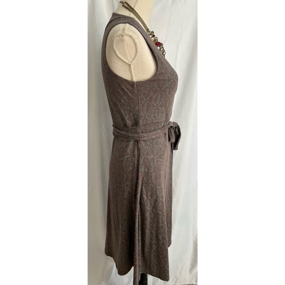 Toad & Co Brown and Blue V-Neck Sleeveless MIDI Wrap Dress Size Medium - Picture 2 of 9